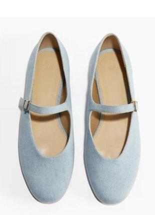 Балетки женские в стиле ,,мери джейн,,из светлого денима h&m