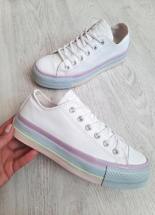 Шкіряні кеди converse chuck taylor all star lift на платформі товстій підошві кері чорвики