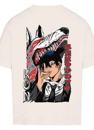 Футболка бежевая loys chainsaw man x aki