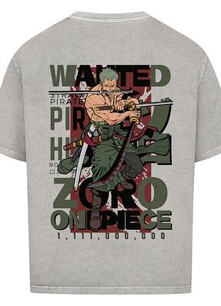 Футболка сіра loys one piece x zoro x wanted