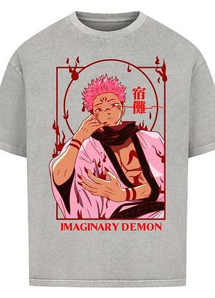 Футболка серая loys jujutsu kaisen x sukuna king of curses