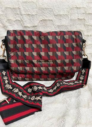 Сумка крос-боді valentino olmo satchel з широким жакардовим ременем 🤎❤️