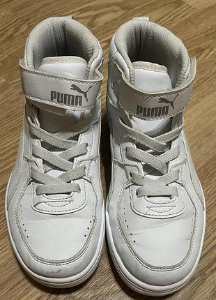 Детские высокие кроссовки puma rebound joy белого цвета с застежкой-липучкой