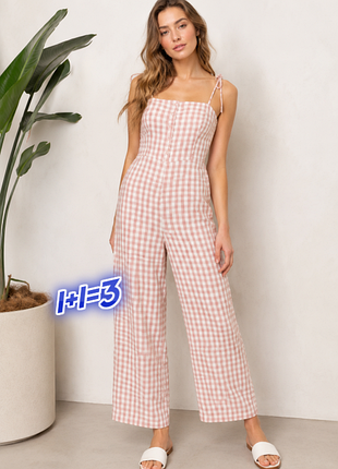 1+1=3 біло-рожевий ромпер комбез з кюлотами в клітинку topshop, розмір 46 - 48