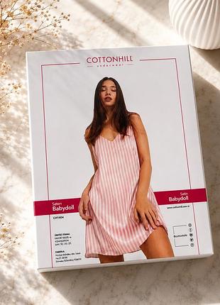 Сатинова нічна сорочка cottonhill babydoll у смужку | розмір m