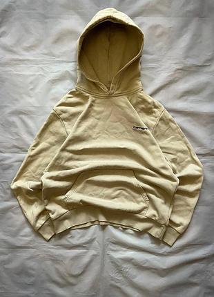 Худі/ кофта кремова з вишитим логотипом carhartt basic hoodie