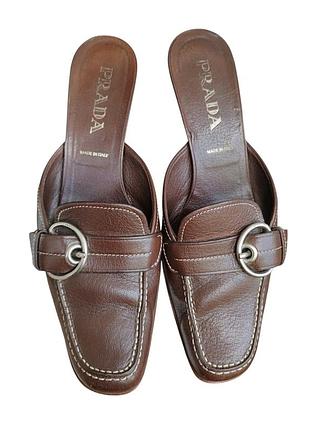 Винтаж 90s-2000s! кожаные мюли / сабо prada (р. 40.5)