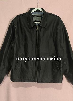 Вінтажна шкіряна куртка бомбер чоловіча nickleby 90s натуральна шкіра чорна
