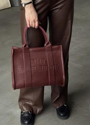 Бордова сумка з еко-шкіри the tote bag