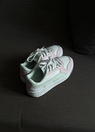 Кеди puma шкіряні з рожевими та мʼятними вставками