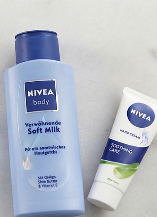 Набор nivea: молочко soft milk, крем для рук aloe vera