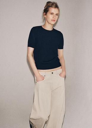 Лонгслив-фктболка zara тонкая шерсть s-m