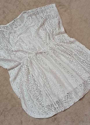 Белая кружевная пляжная туника/ парео для девочки, от бренда h&amp;m.