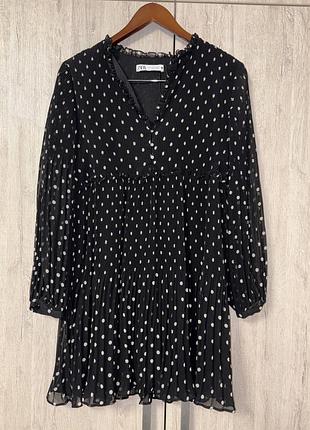 Zara  сукня плаття плісе в горох eur m usa m mex28