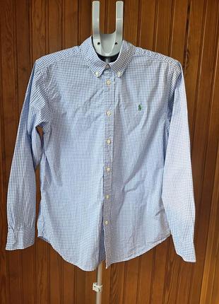 Чоловіча сорочка ralph lauren у синьо-білу клітинку, xl, 100% бавовна, довгий рукав