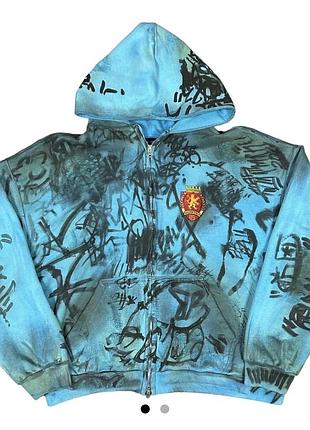 Balenciaga skater zip hoodie blue