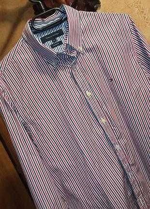 Tommy hilfiger мужская рубашка р. m в полоску оригинал 100%