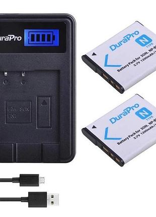 Комплект акумуляторів durapro np-bn1 для sony cyber-shot + lcd usb зарядний пристрій