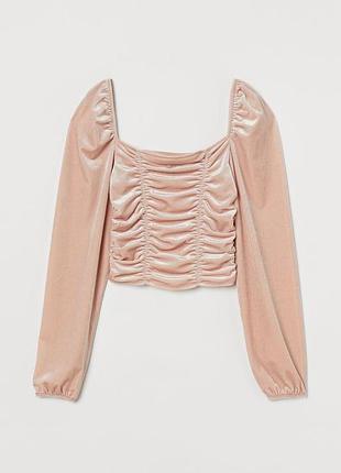 Топ велюровий для жінки h&m divided 0922354-003 s рожевий