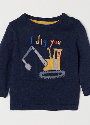 Джемпер тонкой вязки для мальчика h&m 0624674006 068 см (3-6 months) темно-синий