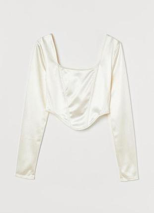 Топ з блискучого трикотажу для жінки h&m divided 0949232-003 l молочний