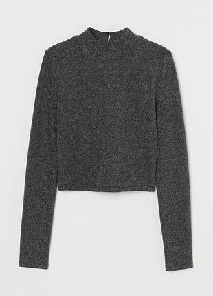 Топ из блестящего трикотажа для женщины h&m divided 0931444-002 xs черный