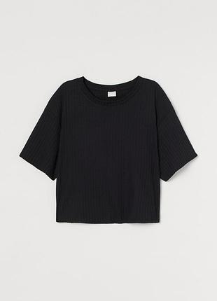 Топ в рубчик для жінки h&m 0965719-002 m чорний