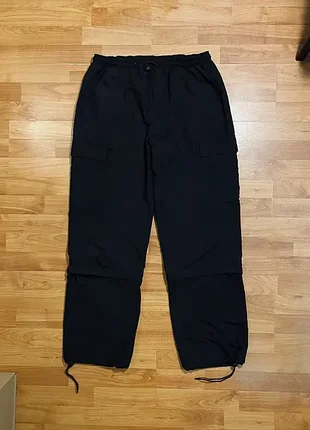 (m-l) легкие черные штаны карго на утяжках cargo pants штани