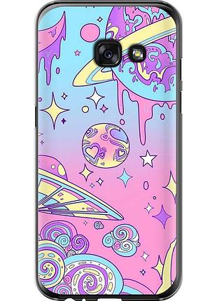 Чехол 2d пластиковый на телефон samsung galaxy a3 (2017) розовая галактика "4146t-443-58250"