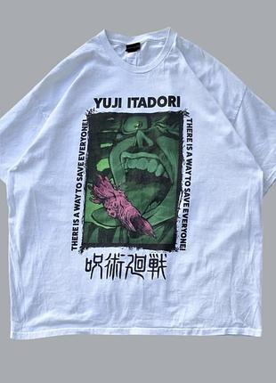 Футболка мерч аніме jujutsu kaisen yuji itadori оверсайз магічна битва