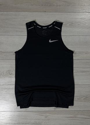 Черная спортивная беговая майка найк nike running singlet, s, оригинал