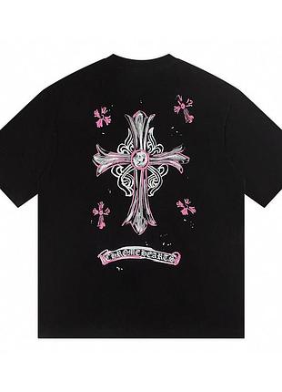 Футболка chrome hearts logo унисекс хром хартс с крестами новинка черная