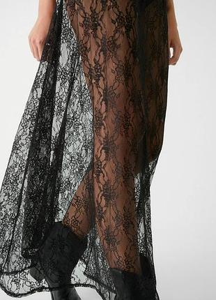 Спідниця-шорти мереживна stradivarius чорна максі 2 в 1
