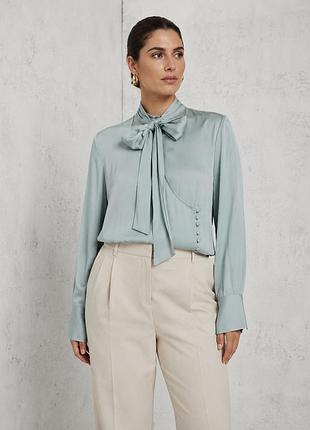 Елегантна мʼятна блуза сорочка monsoon з бантом plus size