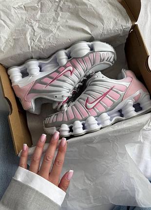 Жіночі кросівки найк шок стильні nike shox white pink 40