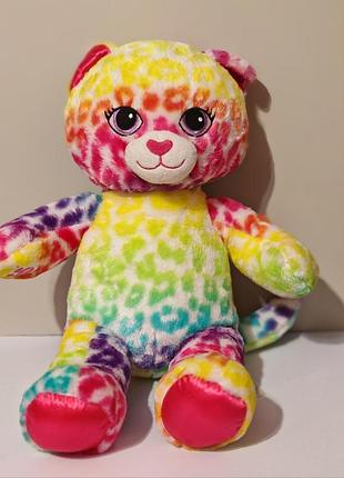 Build a bear rainbow leopard cat kitten plush stuffed animal 17" nice bab