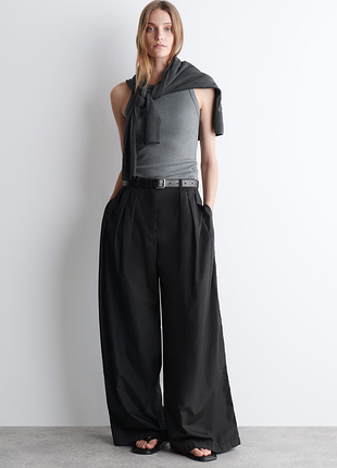 Брюки женские cos pleated cotton wide-leg trousers / 38