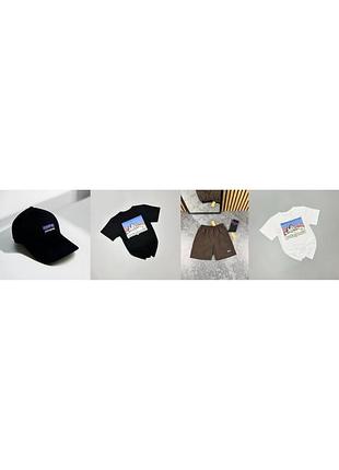 Футболка белая + футболка черная + кепка + шорты плащевка patagonia+