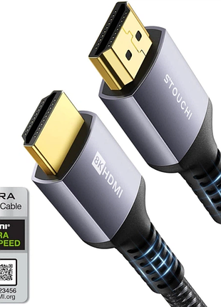 Кабель stouchi hdmi 2.1 [certified ultra high speed hdmi] 48gbps 8k@60hz, 4k@120hz 3м grey (st-hth3)