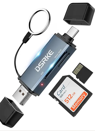 Считыватель карт памяти usb 2.0, sd/micro sd, адаптер micro usb/usb c/usb a 3 в 1, совместимый с macbook pro/mac samsung s20/s10 huawei