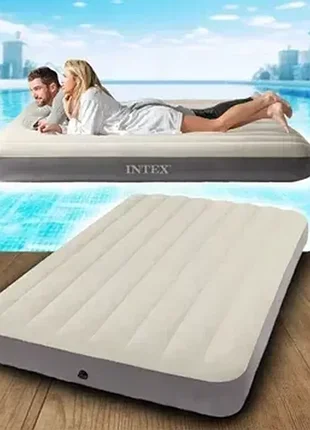 Двухместный велюровый надувной матрас 64102 intex deluxe single-high