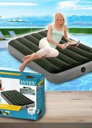 Односпальный велюровый надувной матрас intex 64777 99 x 191 x 25 см