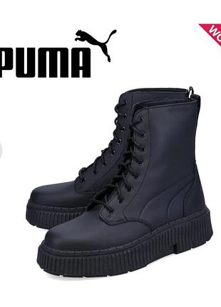 Жіночі високі черевики puma dinara women's boots (артикул моделі: 394786-01) у фірмовому кольорі puma black.