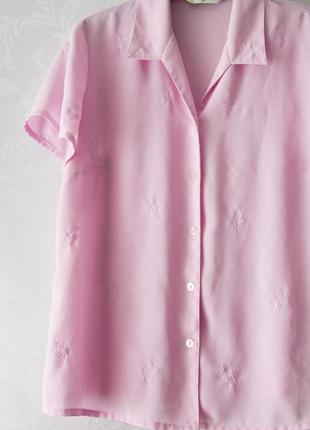 Винтажная розовая блуза с коротким рукавом .1 фото