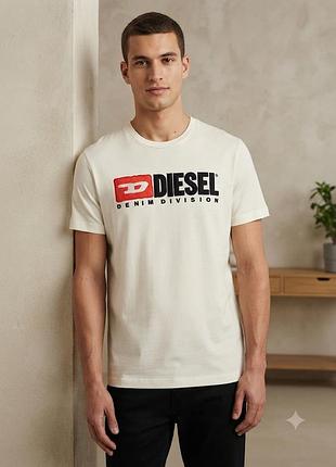 Оригінальна чоловіча футболка diesel denim division, біла, стан нової, розмір xl