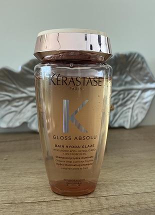 Зволожуючий шампунь-ванна kerastase gloss absolu bain hydra-glaze hydra-illuminating shampoo для блиску довгого, неслухняного волосся, 250 мл