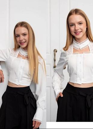 Сорочка блузка з мереживом для дівчинки