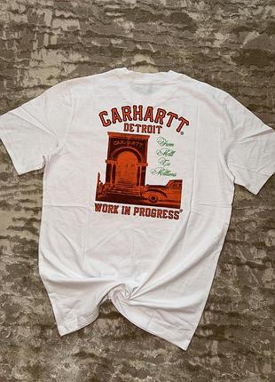 Нові оригінальні футболки carhartt чоловічі кархарт з принтом в полоску бавовняна унісекс