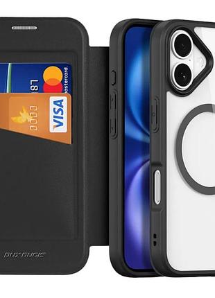 Чехол-книжка dux ducis skin x pro with magsafe для apple iphone 17 (6.3") black