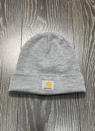 Carhartt мужская шапка серая бини оригинал осенняя зимняя с нашивкой